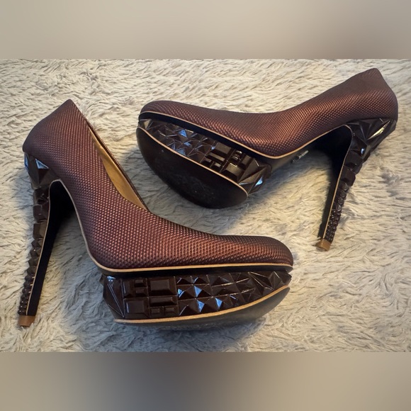 RACHEL Rachel Roy Burgundy Prism Design Platform Heels NWOT or BOX | Size: 7 - Picture 6 of 16